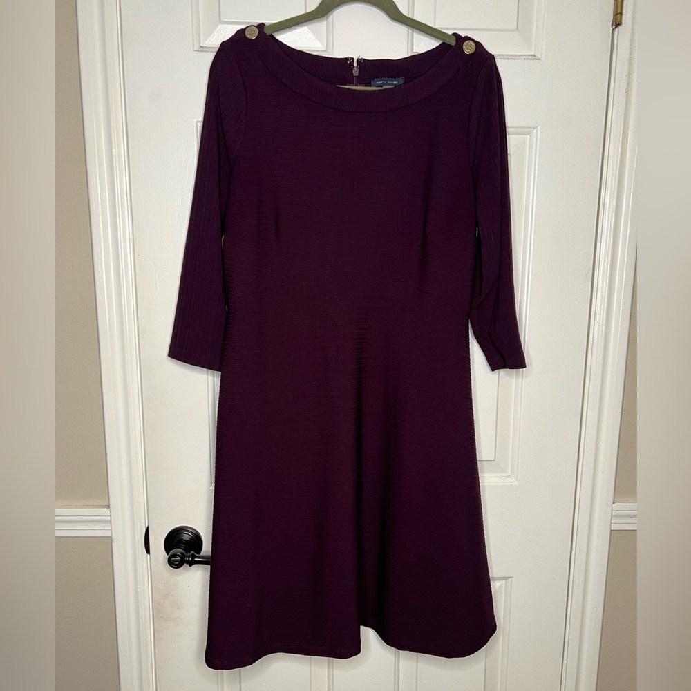 Tommy Hilfiger Purple A-Line 3/4 Sleeve Dress